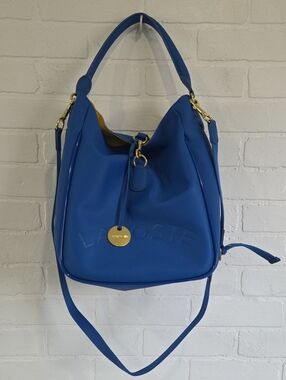 Lacoste Royal Blue Hobo Bag with Gold Accents